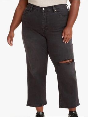 Levi's Womens Plus Size Wedgie Straight Jeans Cut Black 22W NWOT